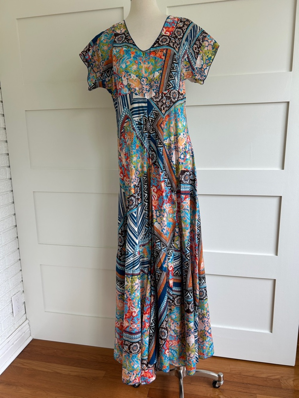 JOHNNY WAS- silk maxi patchwork dress - Picture 2 of 7
